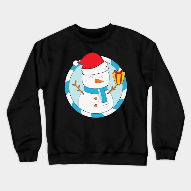 Cute Snow Man Santa Hat Christmas Gift Crewneck Sweatshirt by BadDesignCo